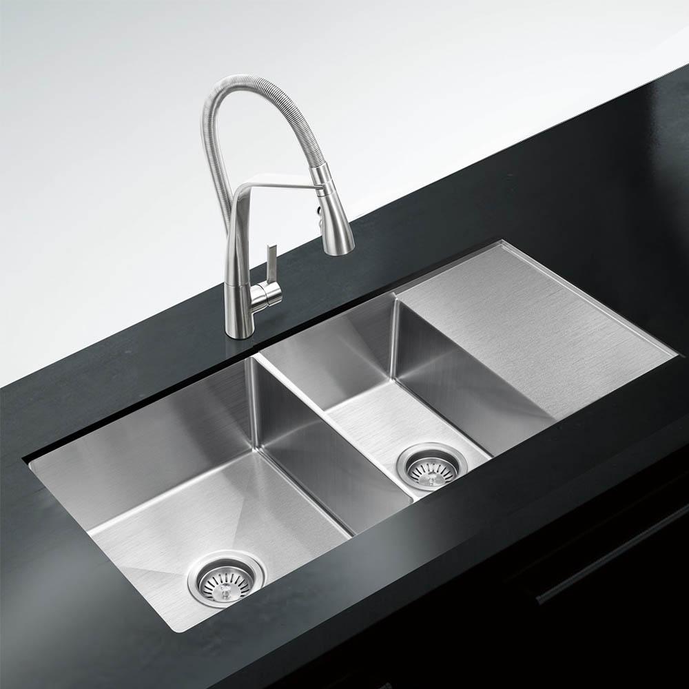 View Photo: 1000mm Stainless Steel Kitchen Sink Double Bowl Drain Board