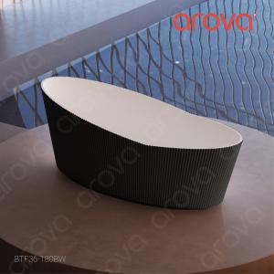 View Photo: Helena 1800mm V-Groove Fluted Large Free Standing Bathtub Matte Black