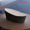 Helena 1800mm V-Groove Fluted Large Free Standing Bathtub Matte Black