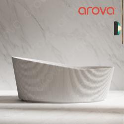 View Photo: Helena 1800mm V-Groove Fluted Large Free Standing Bathtub Matte White