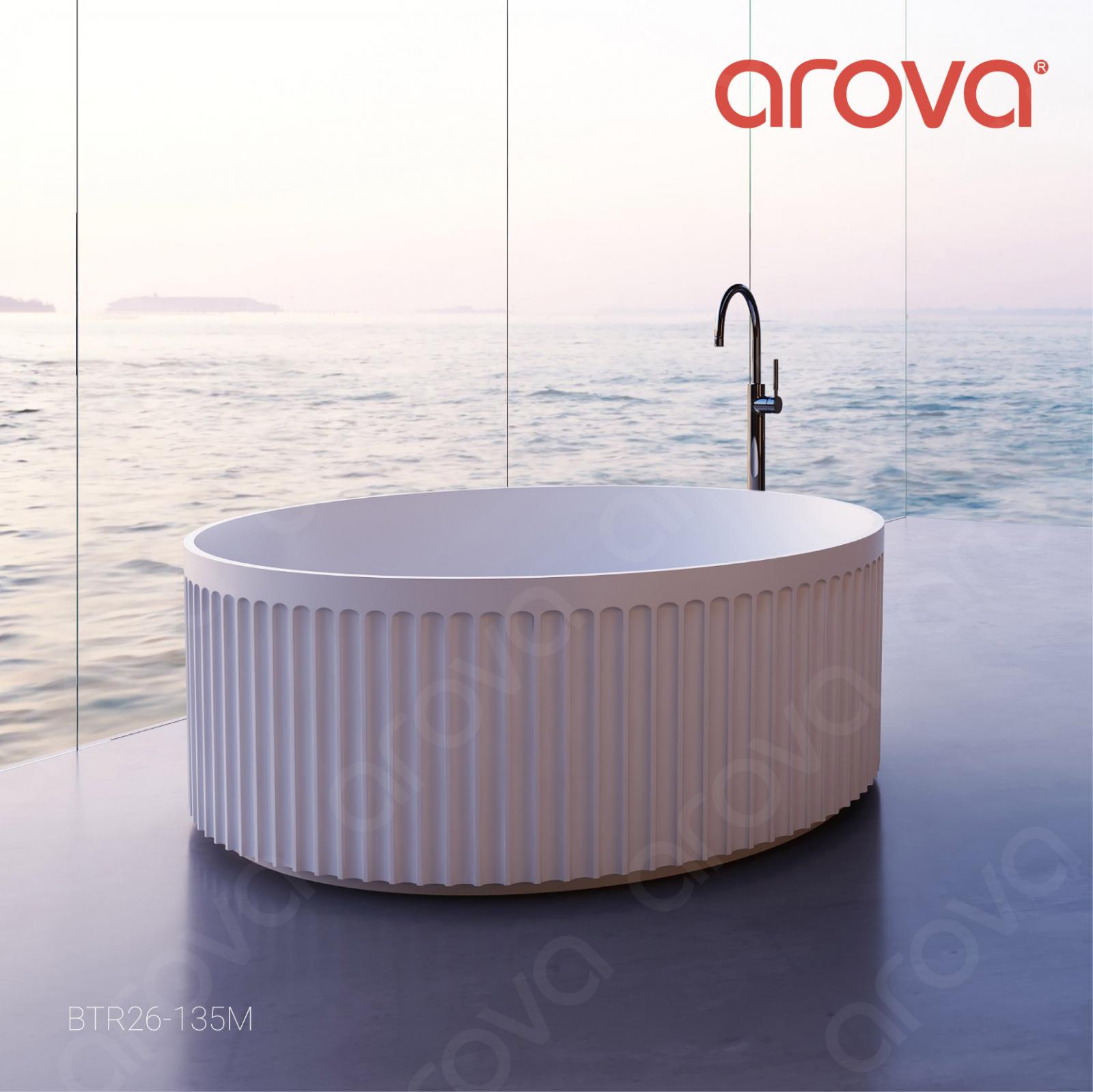 MELO 1350mm Round Fluted Freestanding Bath Gloss White