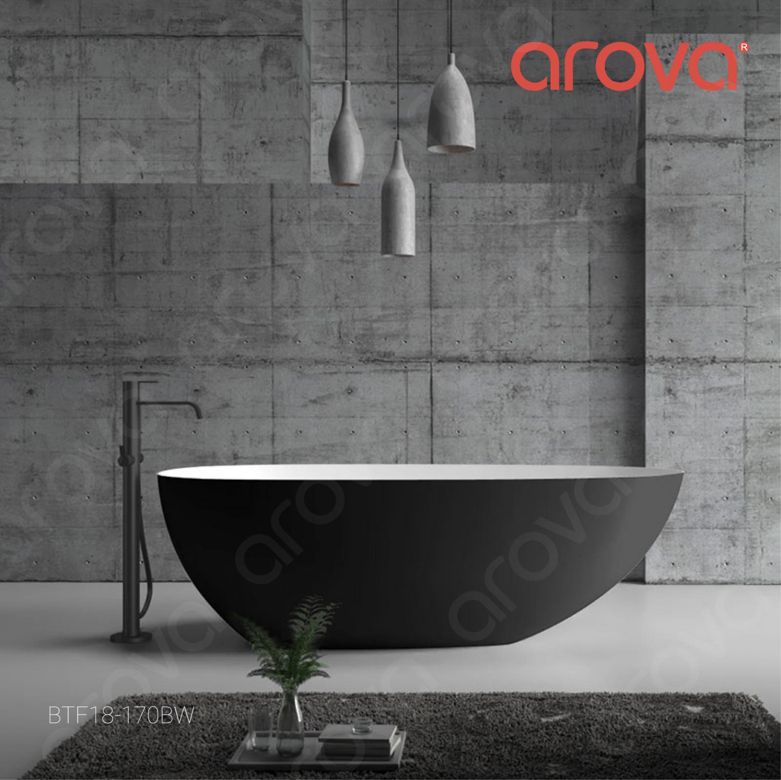 View Photo: RUBI 1500mm Egg Shape Oval Freestanding Bath Black/White