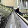 Slate roof gutter clean.