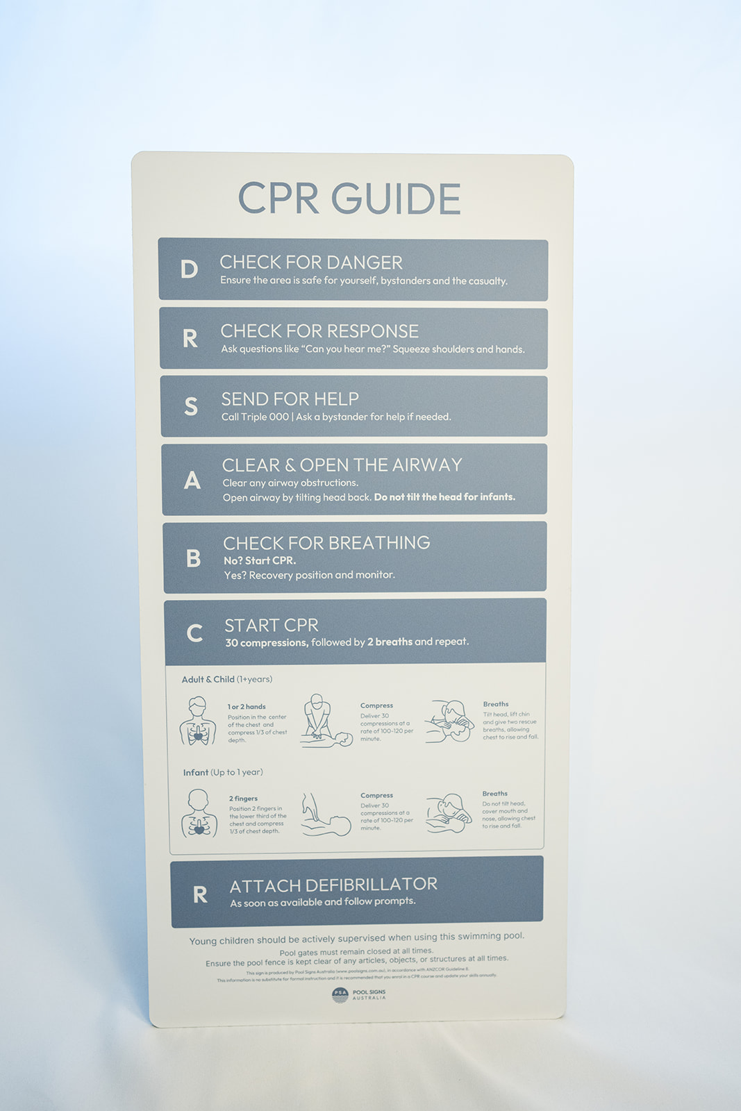 View Photo: POOL SAFETY CPR SIGN - STONE BLUE