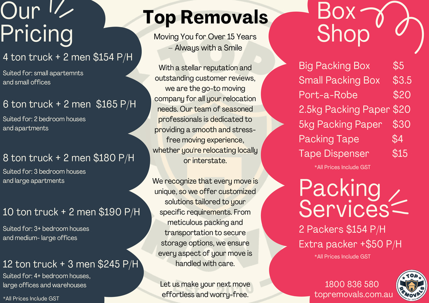 Browse Brochure: Top Removals Pricing