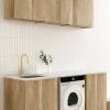 Byron Natural Oak Laundry Cabinet with Stone Top Set