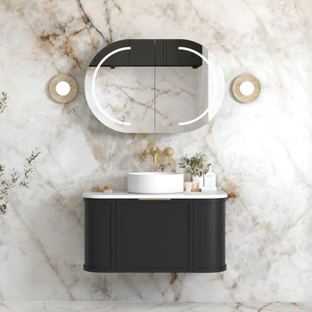 Lancaster Wall Hung Curve Vanity Matte Black